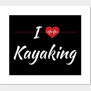 I Love Kayaking Cute Red Heartbeat Posters and Art